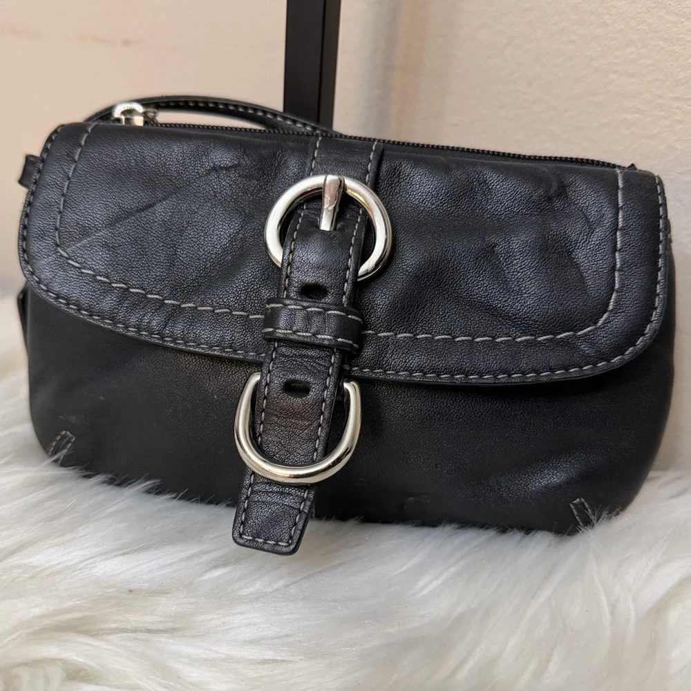 Coach Black Wristlet with Silver Buckle